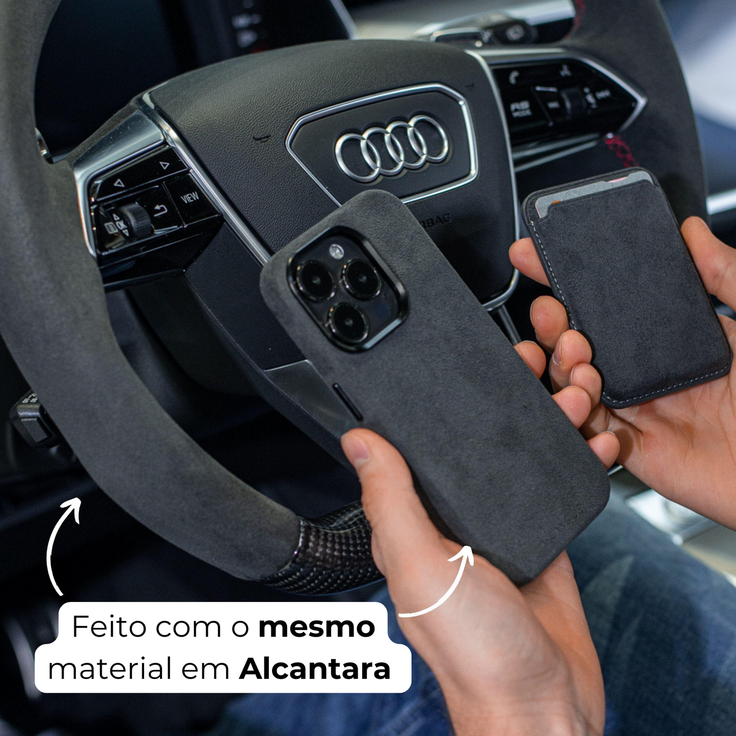 Case iPhone Alcantara - Cinza Espacial