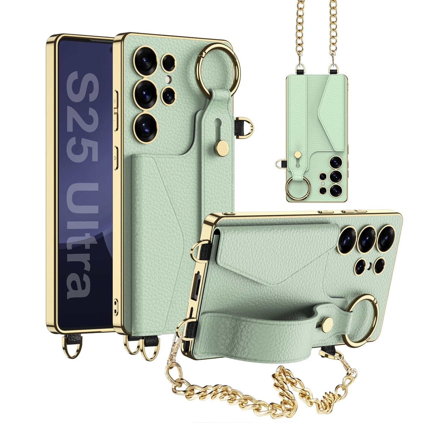 Capa Carteira Galaxy Ultra: Couro Galvanizado, Porta Cartão, Pulseira Estilosa Proteção Total