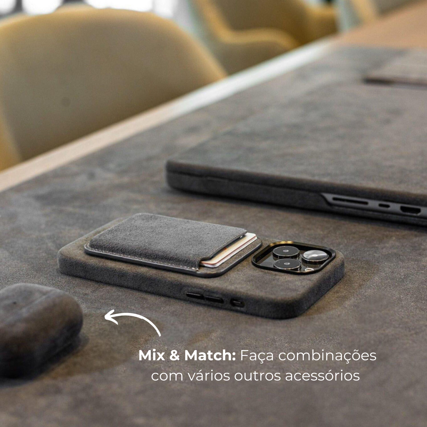 Case iPhone Alcantara - Cinza Espacial
