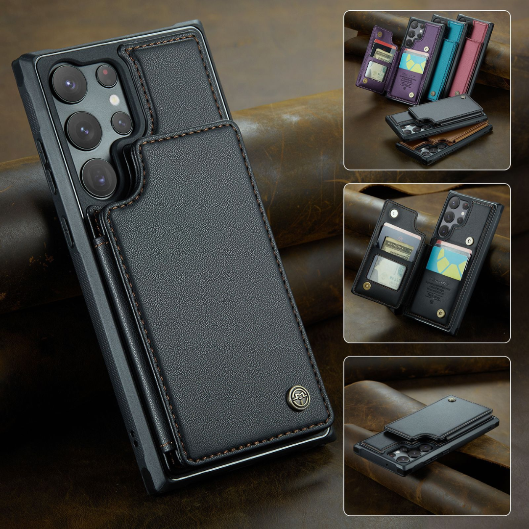 Case Samsung de Couro Multifuncional Premium Antifurto RFID