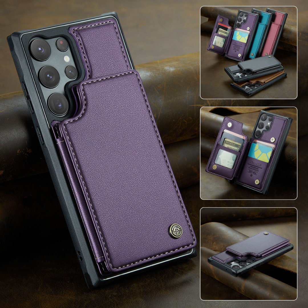 Case Samsung de Couro Multifuncional Premium Antifurto RFID