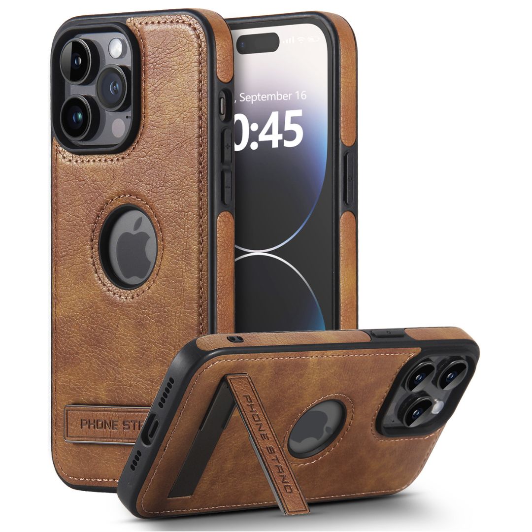 Case iPhone em Couro Destaque Logo