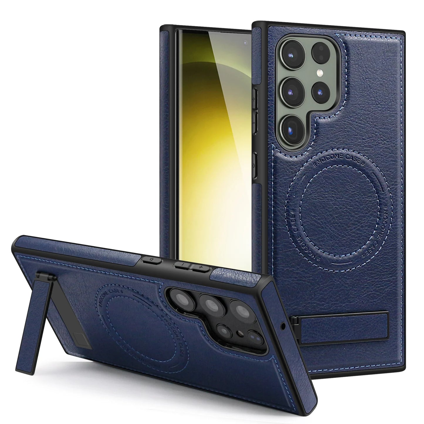 Capa Magnética de Couro PU para Samsung Galaxy com Suporte e Carregamento Sem Fio