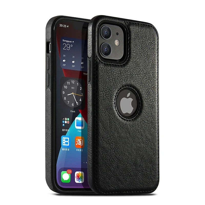 Case iPhone em Couro Destaque Logo