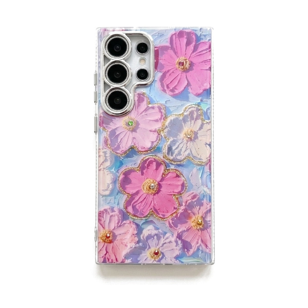 Case Samsung Floral Holográfica Rosa sem alça