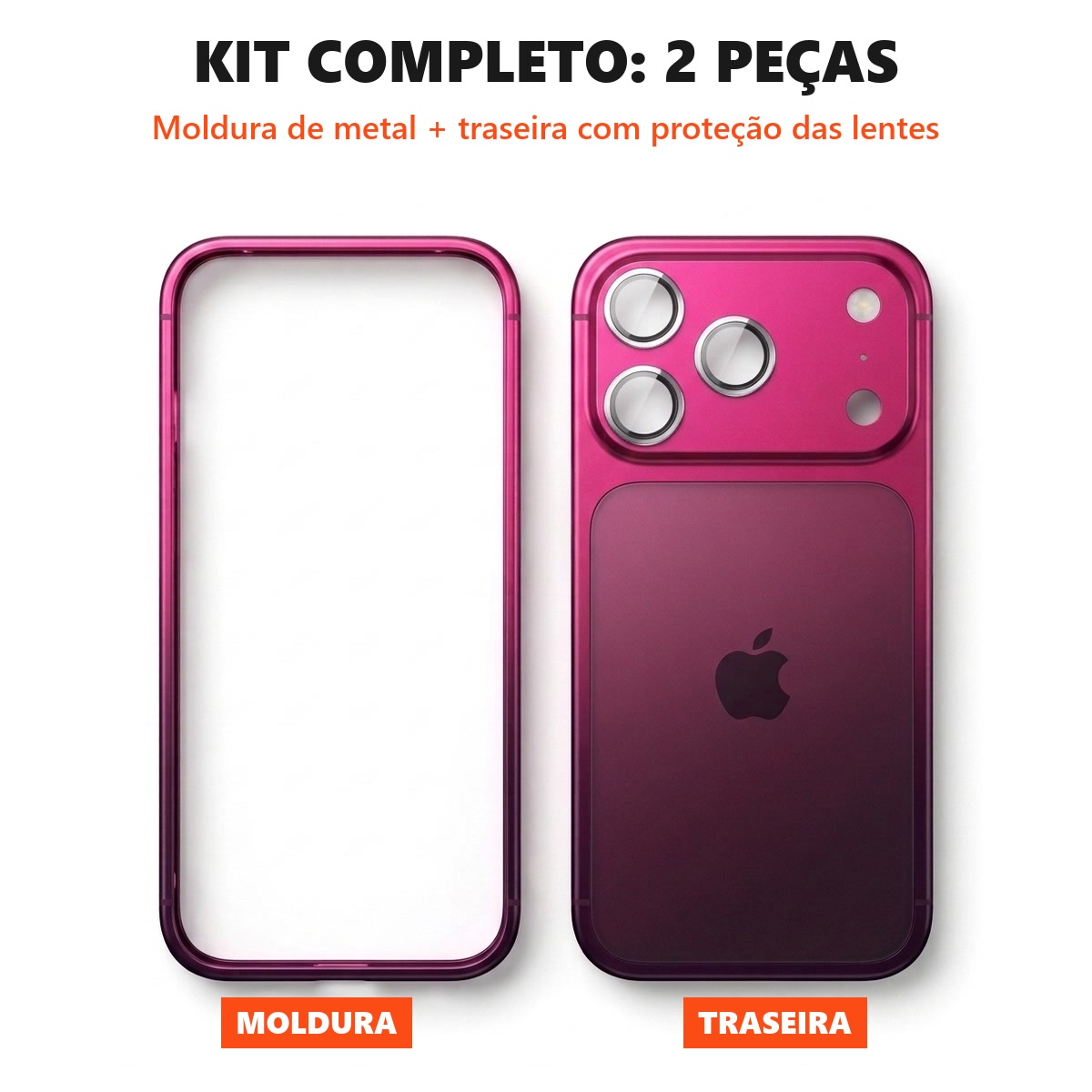 Kit Case iPhone Titan Upgrade: moldura de metal e traseira com proteção das lentes