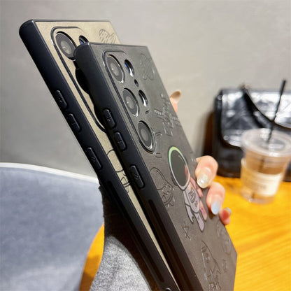 Capa Premium Astronauta Laser em Couro para Samsung, Proteção Reforçada e Estilo Único