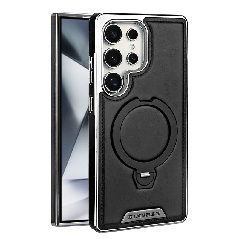 Capa Premium LEKCASE Textura Couro Elegante Suporte Magnético 360° Proteção Samsung