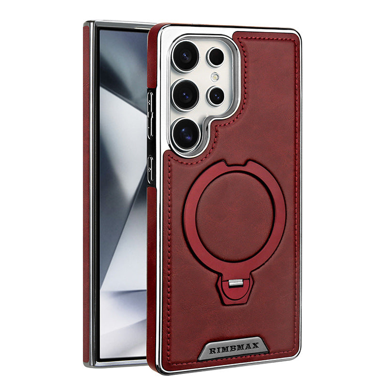 Capa Premium LEKCASE Textura Couro Elegante Suporte Magnético 360° Proteção Samsung