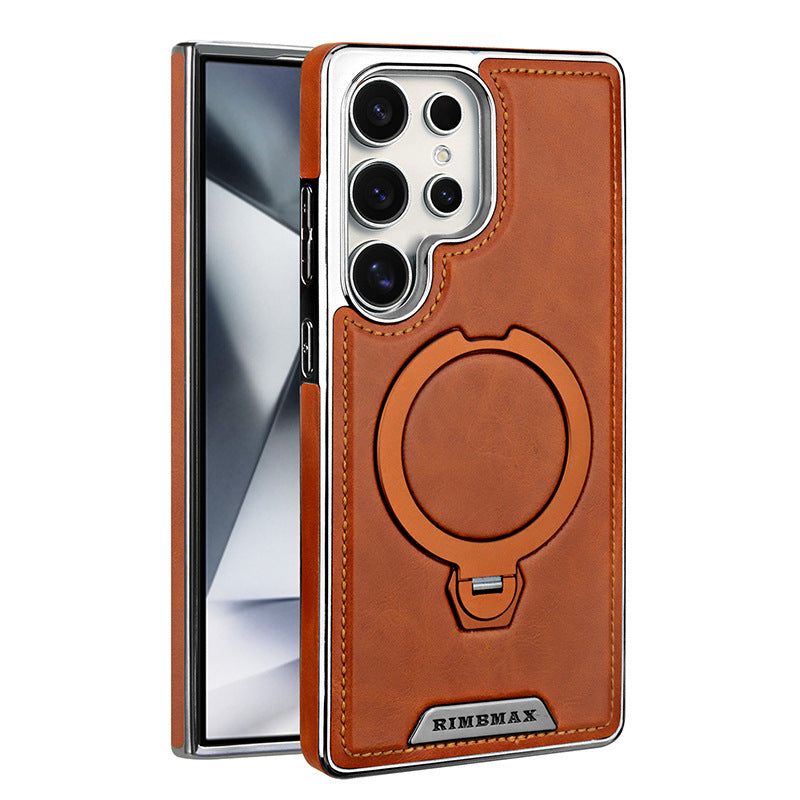 Capa Premium LEKCASE Textura Couro Elegante Suporte Magnético 360° Proteção Samsung