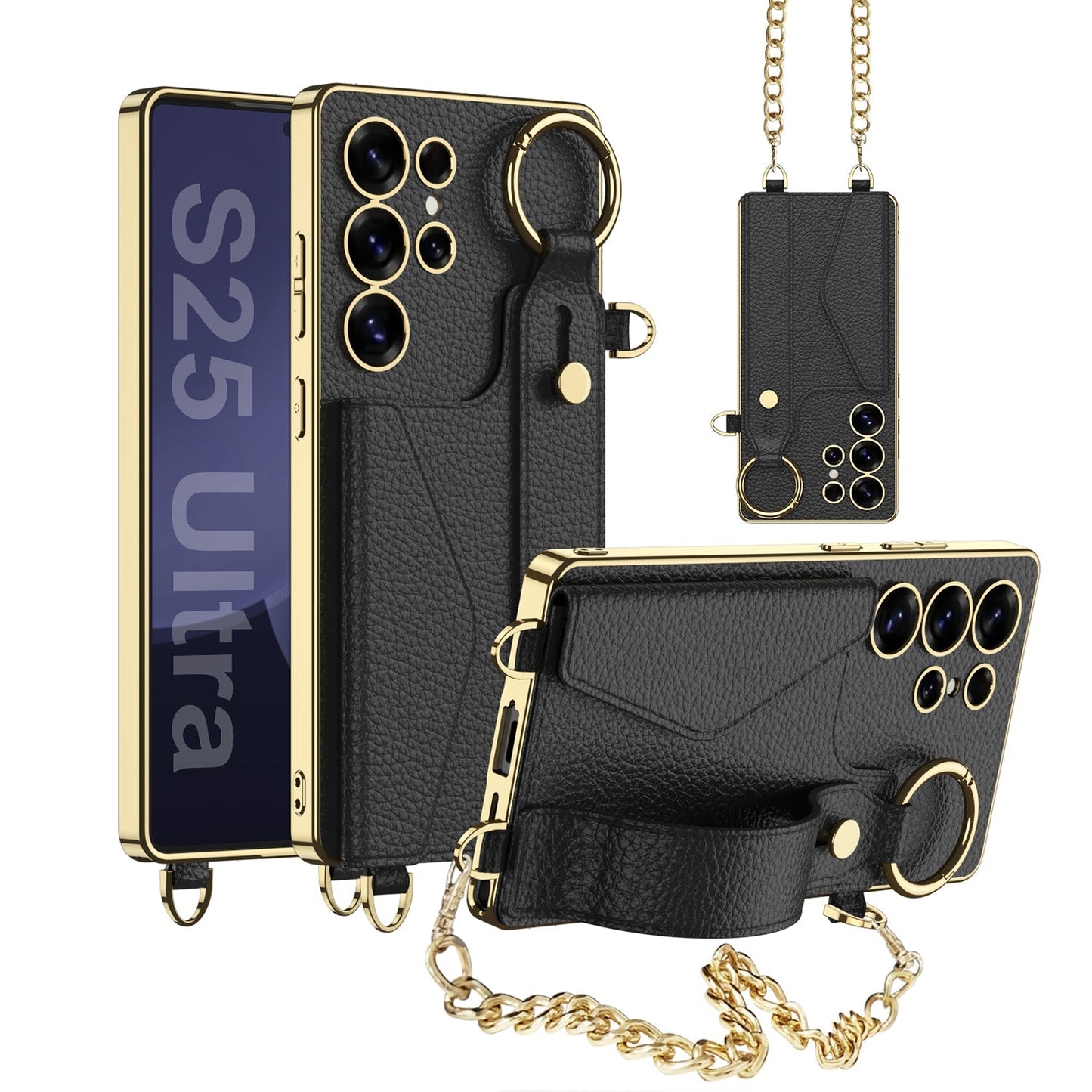 Capa Carteira Galaxy Ultra: Couro Galvanizado, Porta Cartão, Pulseira Estilosa Proteção Total