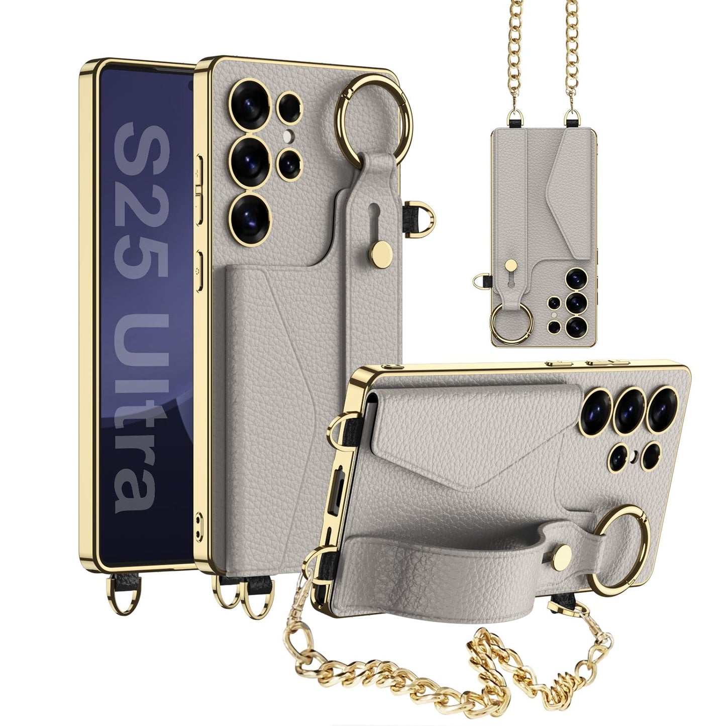 Capa Carteira Galaxy Ultra: Couro Galvanizado, Porta Cartão, Pulseira Estilosa Proteção Total