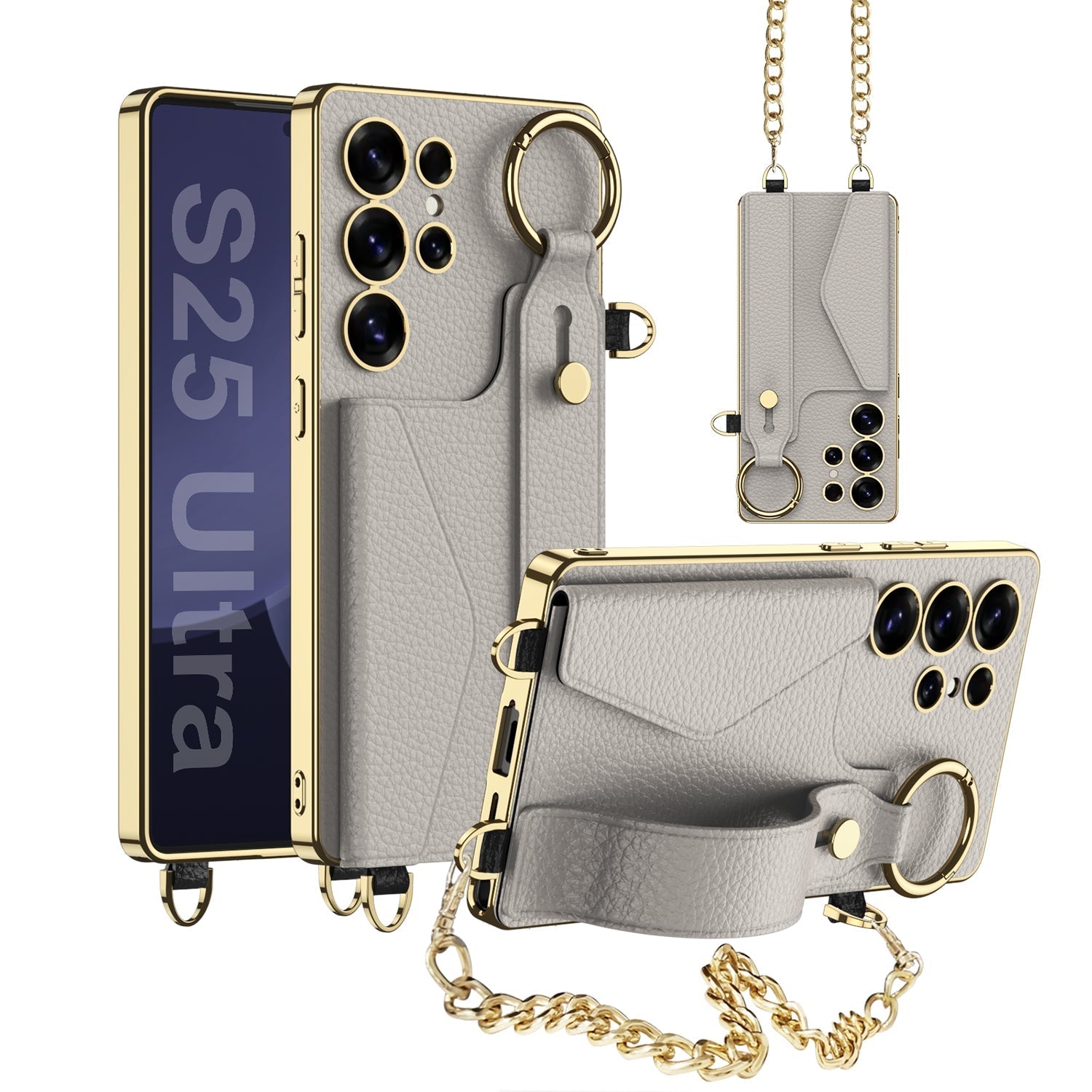 Capa Carteira Galaxy Ultra: Couro Galvanizado, Porta Cartão, Pulseira Estilosa Proteção Total