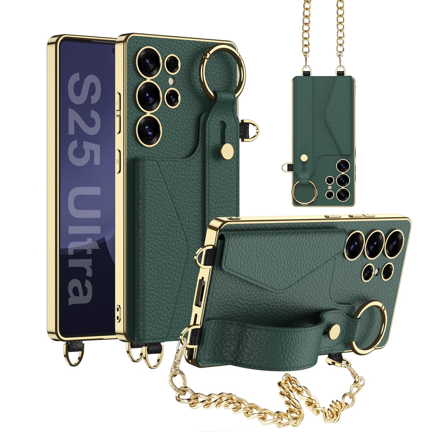 Capa Carteira Galaxy Ultra: Couro Galvanizado, Porta Cartão, Pulseira Estilosa Proteção Total