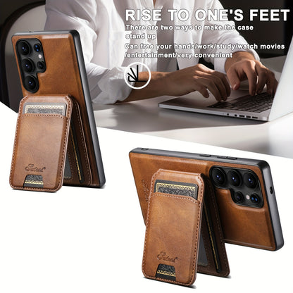 Capa Premium SUTENI Carregamento Sem Fio Couro Magnético Suporte Porta Cartões Samsung