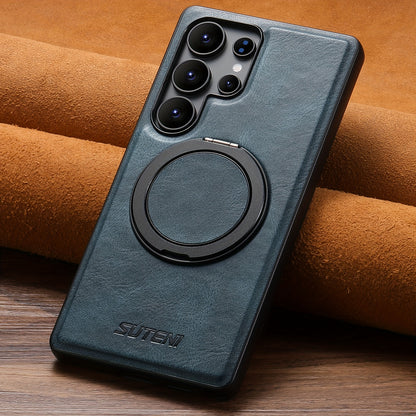 Capa Premium Suteni Galaxy: Anel Giratório 360°, Magnética, Couro Sintético