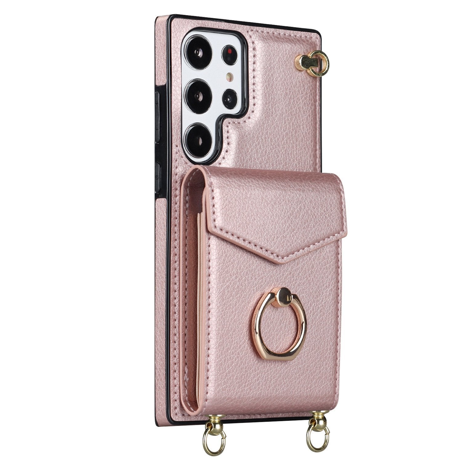 Capa Carteira Samsung com Alça Transversal e Porta Cartões, Suporte Anel Ajustável