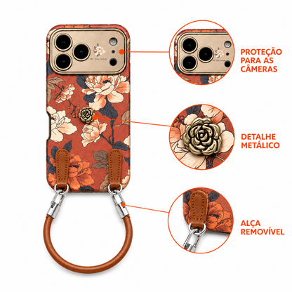 Case iPhone Jardim Rosé com Alça
