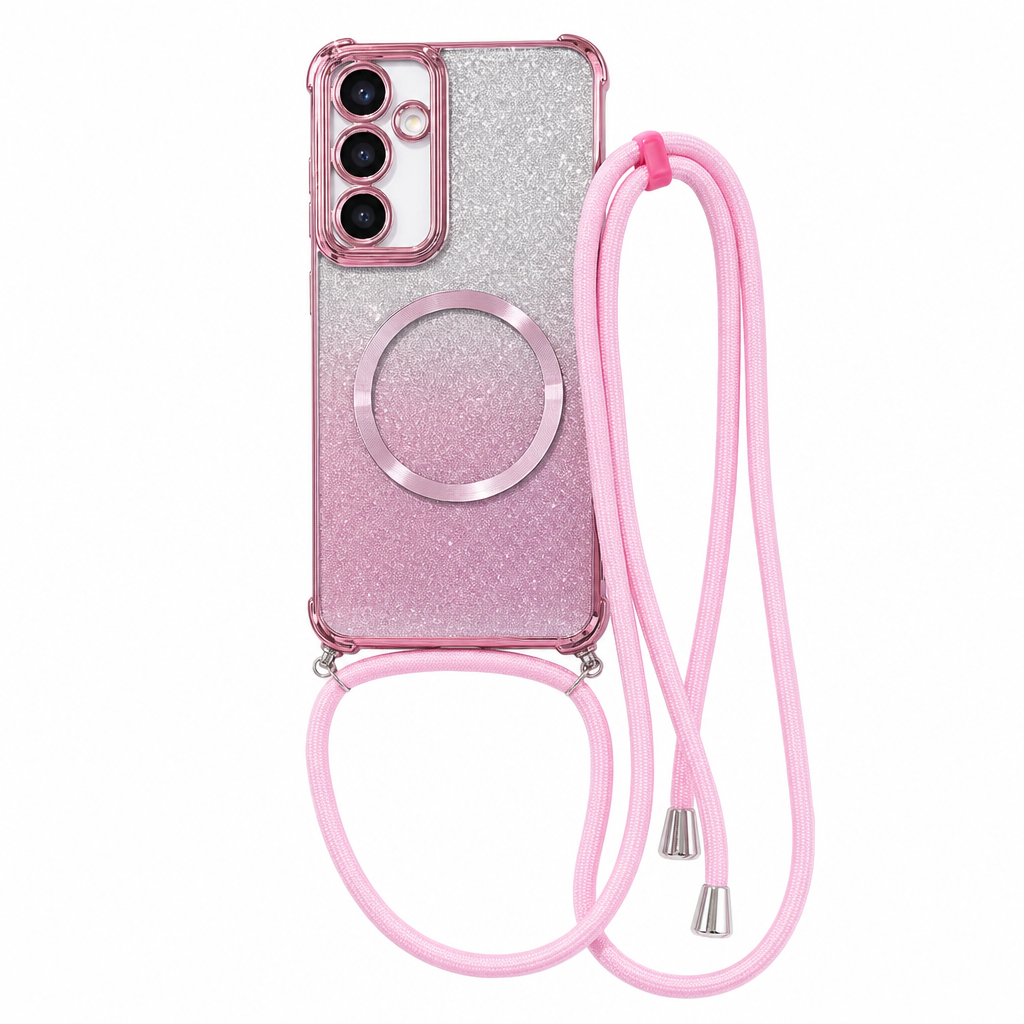 Case Samsung Glitter Diamante com Alça e Cordão (Linha A)