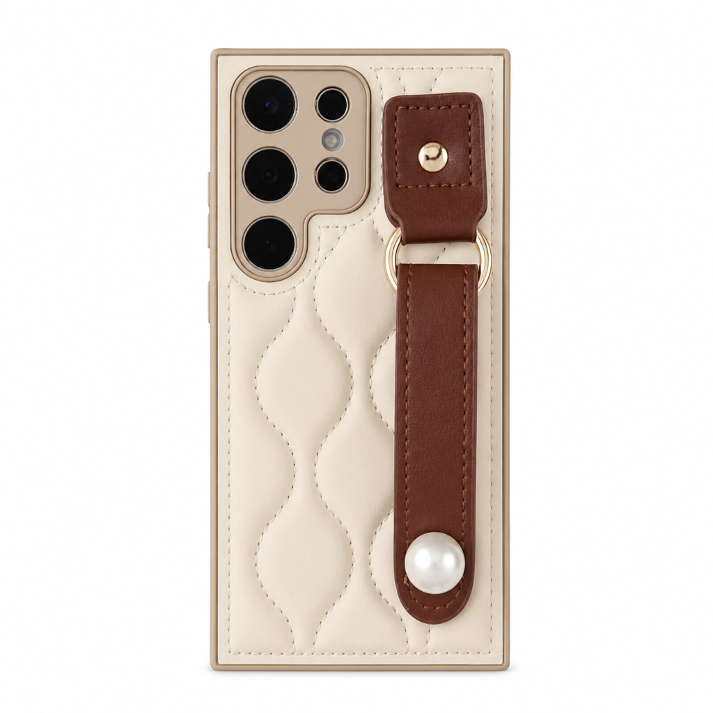 Case Samsung Luxuosa Onda Retrô com Alça Pérola