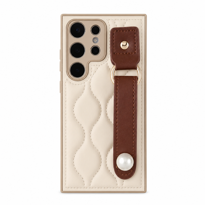 Case Samsung Luxuosa Onda Retrô com Alça Pérola