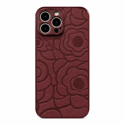 Case iPhone Couro Flor de Camélia