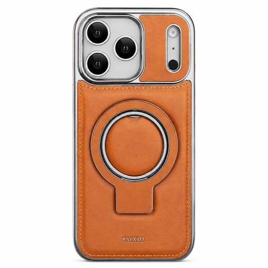 Case iPhone Couro Luxuosa MagSafe e Suporte
