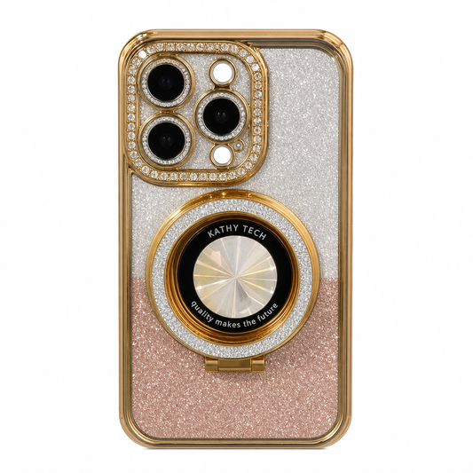 Case iPhone Glitter Diamante Dourado