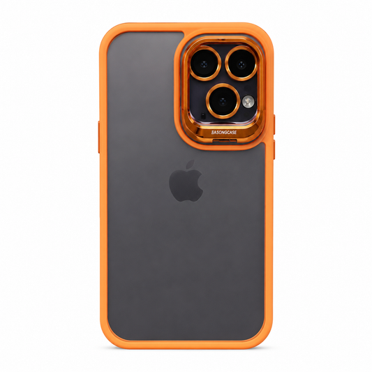 Case iPhone Transparente com Proteção de Lente e Suporte Metálico