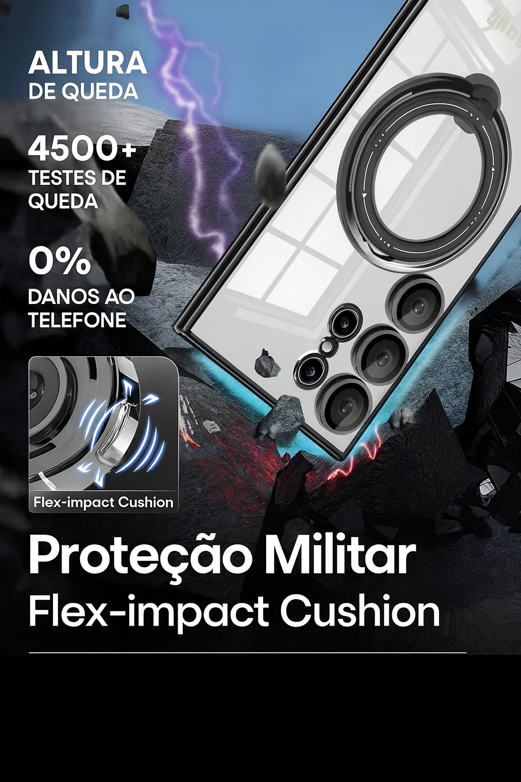 Case Samsung Transparente HD Suporte Dobrável Magnético