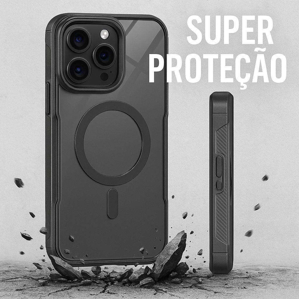 Case iPhone Magnética Transparente com Proteção Reforçada