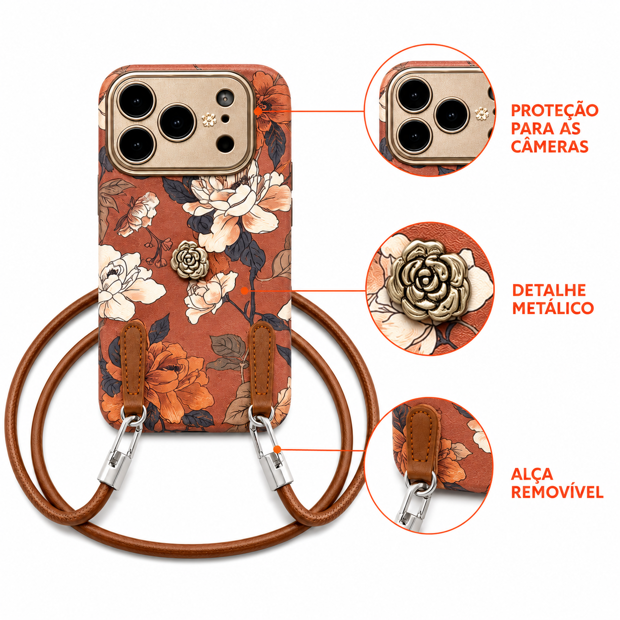 Case iPhone Jardim Rosé com Alça