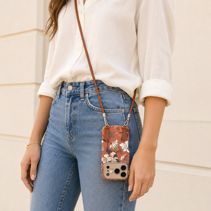 Case iPhone Jardim Rosé com Alça