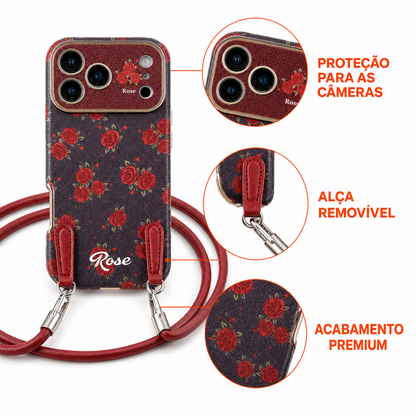 Case iPhone Jardim Bordô com Alça