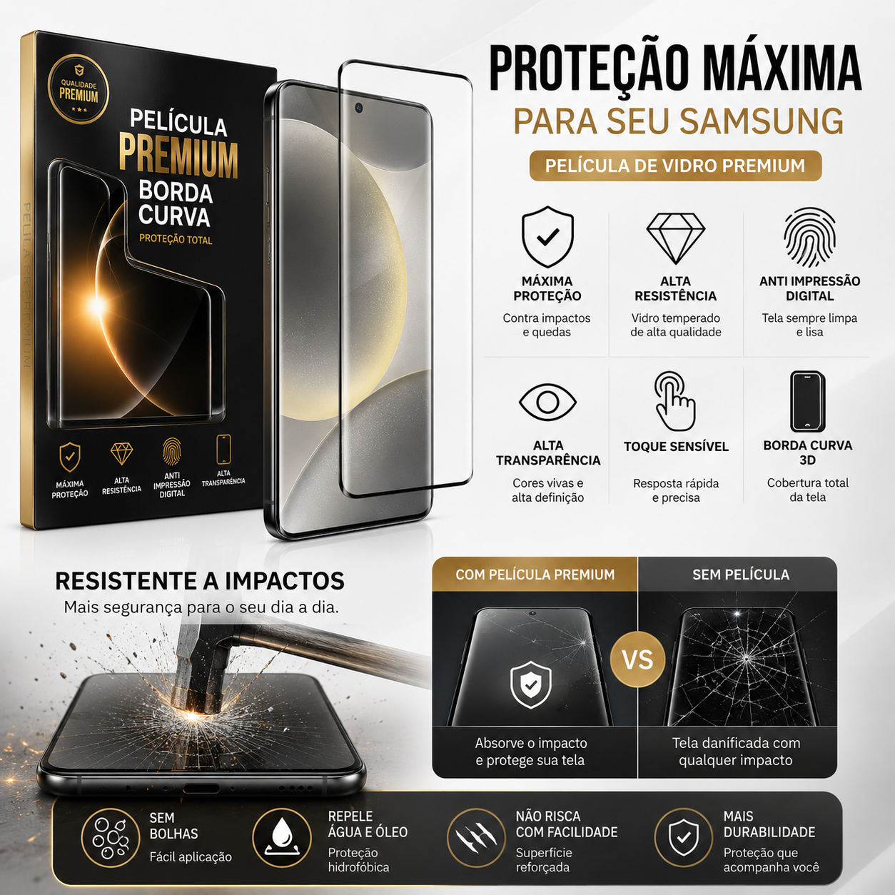 Película de Vidro Samsung Premium com Borda Curva