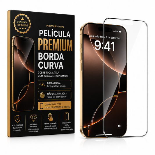 Película de Vidro iPhone Premium com Borda Curva