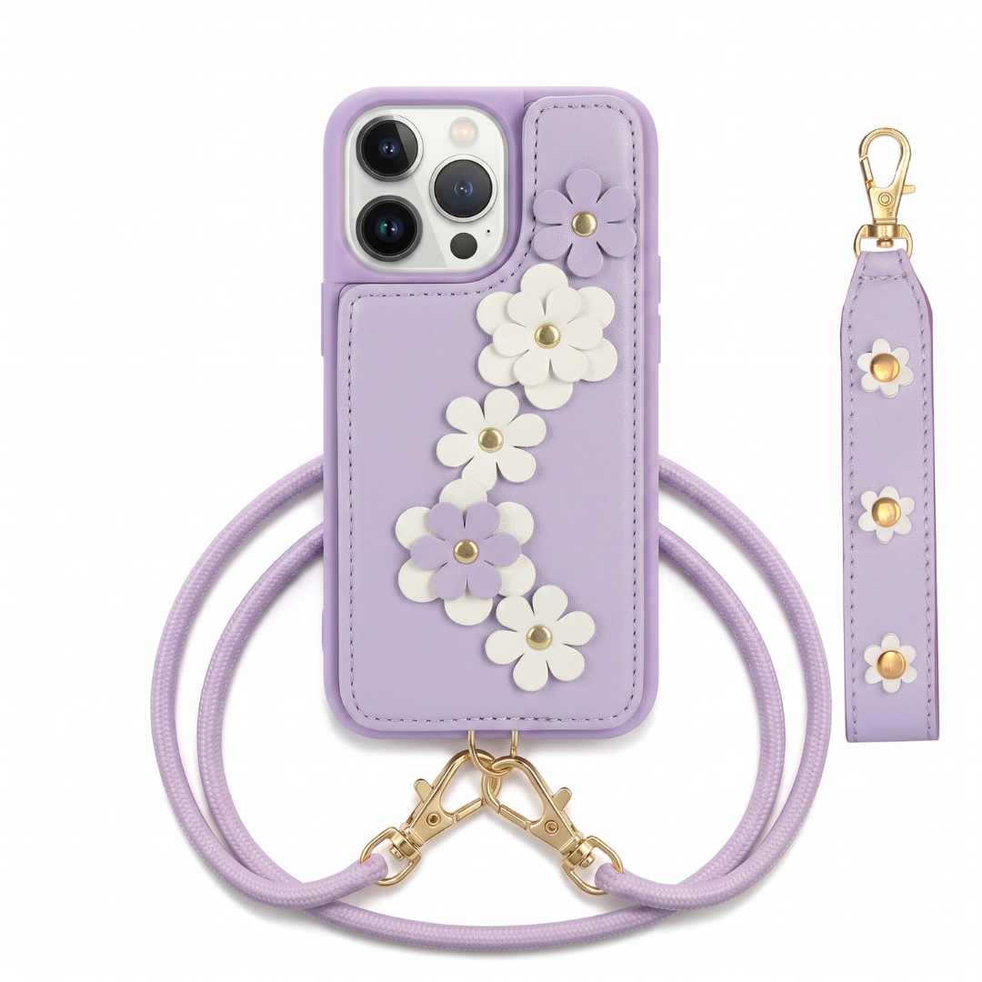 Case iPhone Jardim Margarida com Alça e Cordão