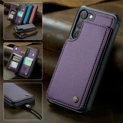 Case Samsung de Couro Multifuncional Premium Antifurto RFID (Linha A)