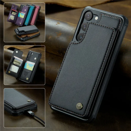 Case Samsung de Couro Multifuncional Premium Antifurto RFID (Linha A)