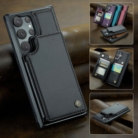 Case Samsung de Couro Multifuncional Premium Antifurto RFID