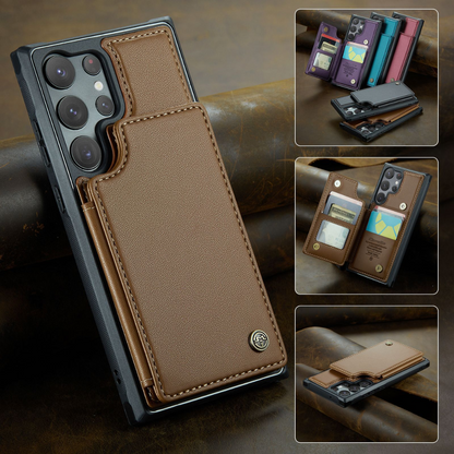 Case Samsung de Couro Multifuncional Premium Antifurto RFID