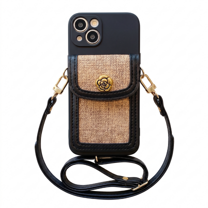 Case iPhone Jardim Camélia com Bolsa e Alça Crossbody