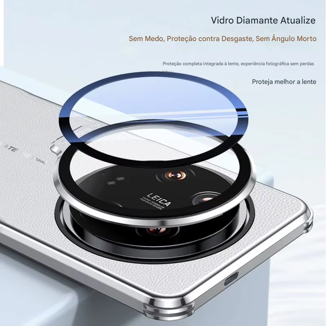 Case Xiaomi de Couro Premium com Proteção de Lente