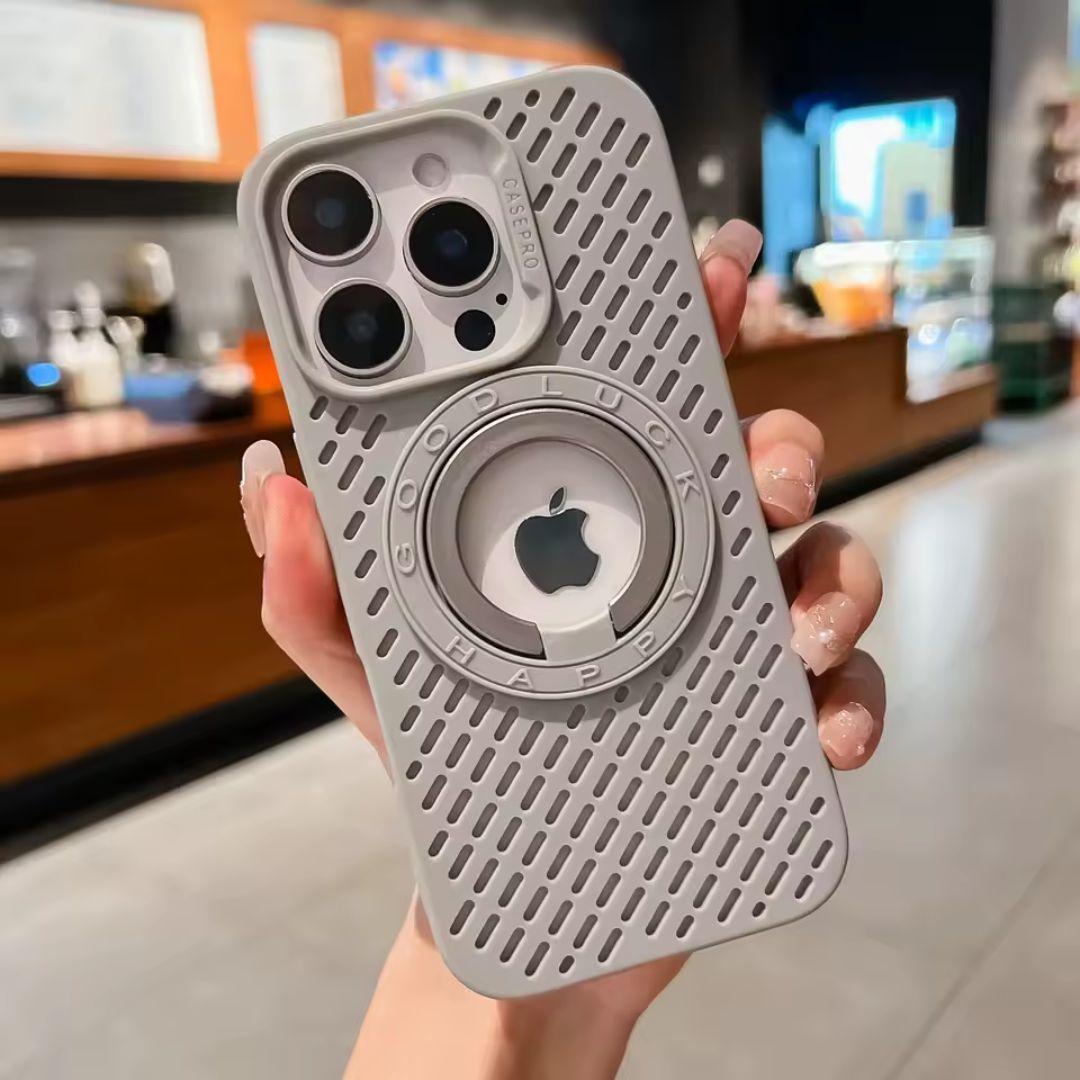 Case iPhone Macia com Detalhes Vazados, MagSafe e Suporte de Apoio