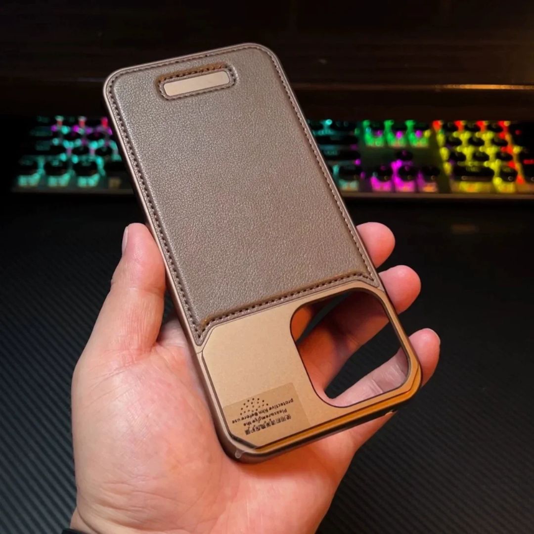 Case iPhone de Alumínio e Couro - Fina e Leve