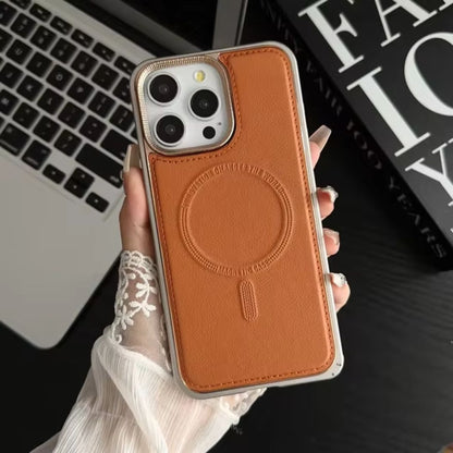 Case iPhone Magnética de Couro com Estrutura Metálica