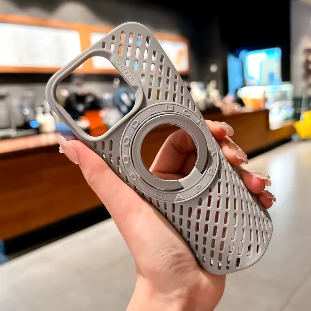 Case iPhone Macia com Detalhes Vazados, MagSafe e Suporte de Apoio