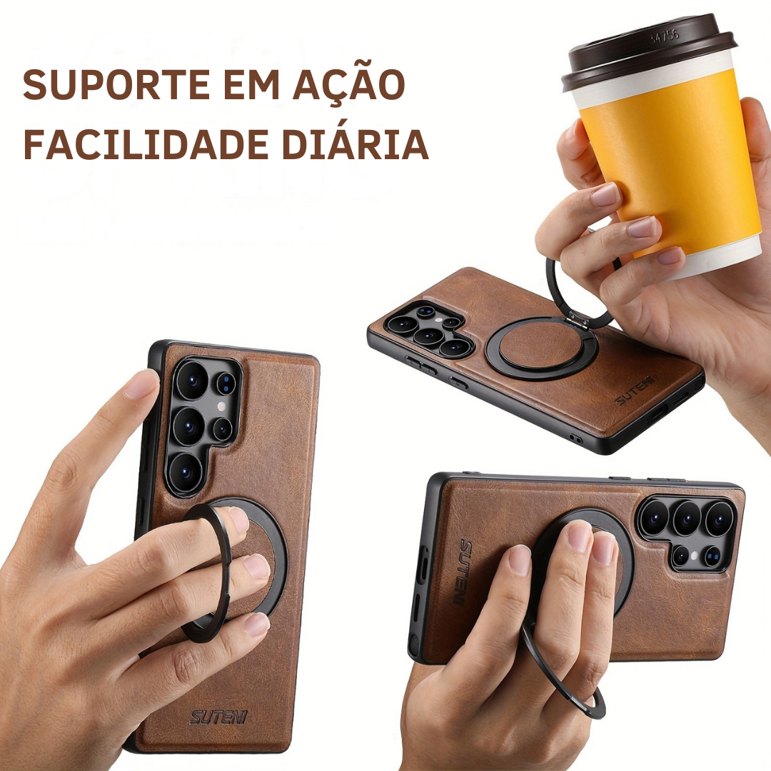 Case Samsung Couro Premium com Anel Giratório 360° e MagSafe