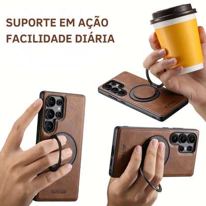 Case Samsung Couro Premium com Anel Giratório 360° e MagSafe