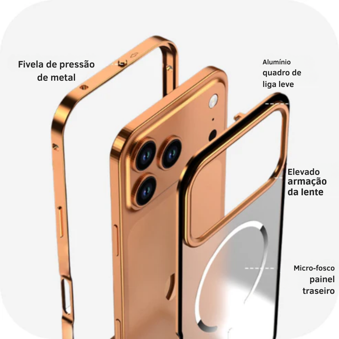 Case iPhone 17 Magnética com Armadura Metálica e Super Proteção